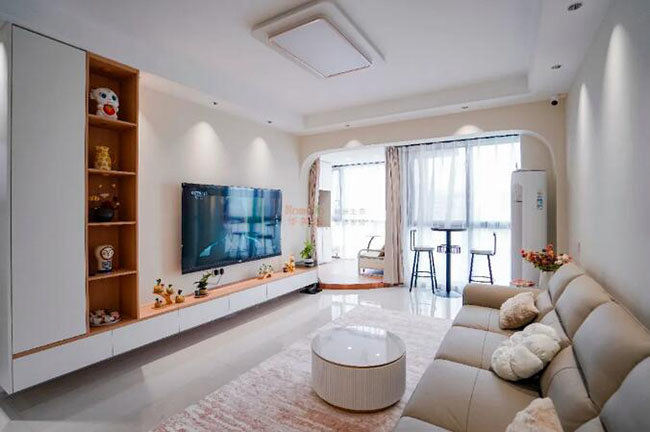 99㎡三居簡(jiǎn)約風(fēng)，結(jié)合型空間布局，將起居利用率拉滿